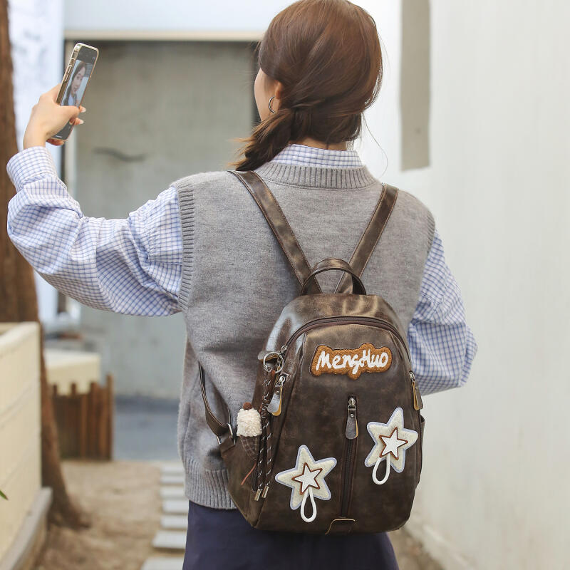Vintage College Rucksack Bestickter Rucksack Große Kapazität Studenten Schultasche