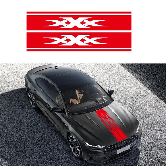 Hot-Selling X Car Engine Hood Sticker - Creative Racing Stripes for a Modified Vehicle