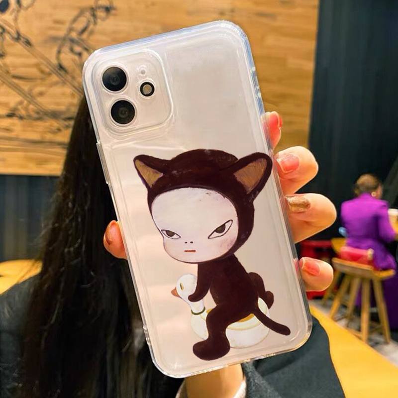 Yoshitomo Nara Phone Case For iPhone 11 12 13 14 Mini Pro Max XR X XS TPU Clear Case For 8 7 6 Plus SE 2020