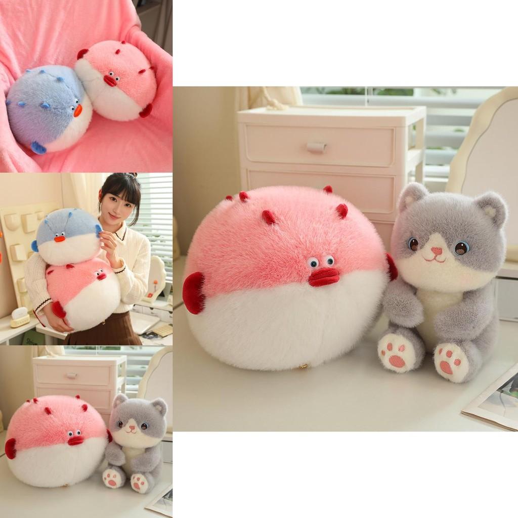 Adorable Cat Eating Fish Plush Toy Cushion For Cozy Sleeping And Office Naps