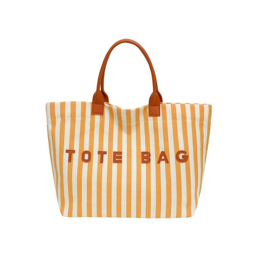 Large Capacity Striped Canvas Tote Bag Canvas Shoulder Bag Fashion Women s Handbag Women s Use