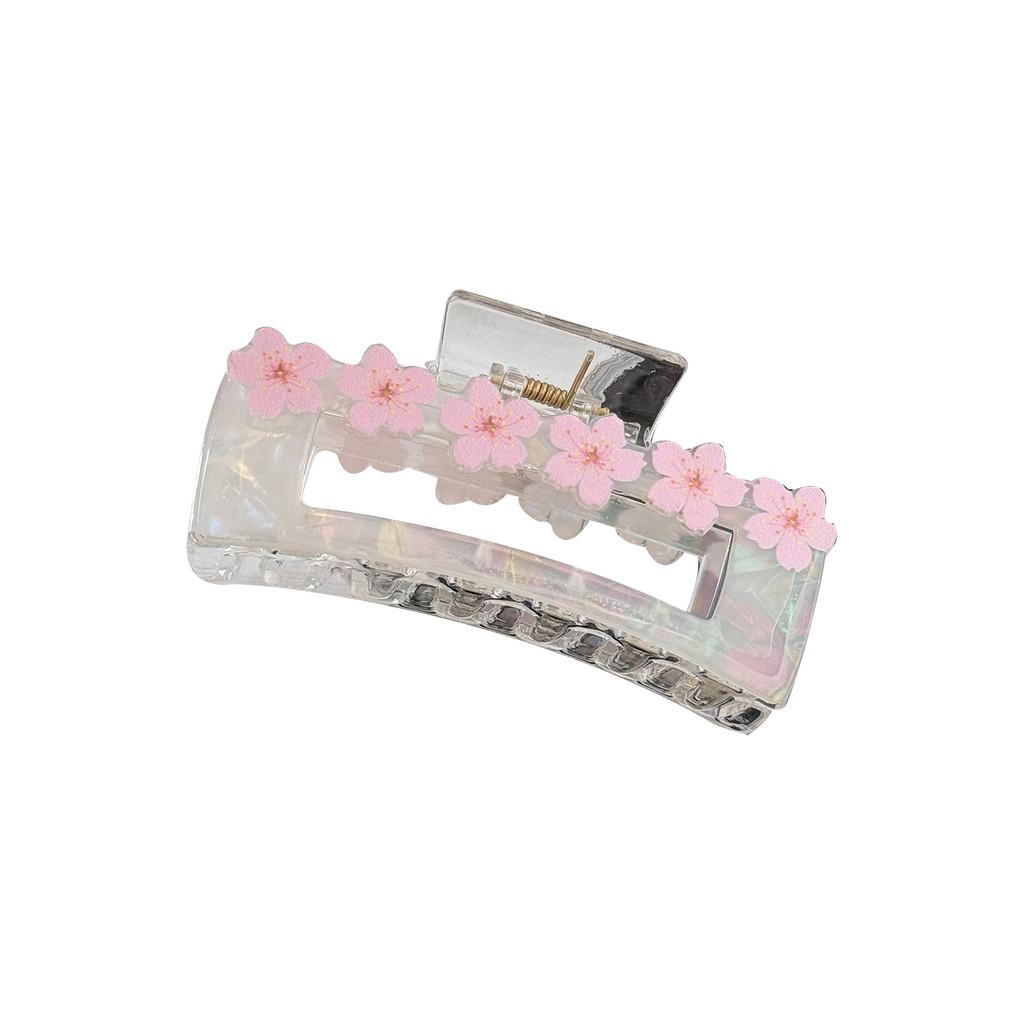 Fashionable Acrylic Hair Claw Clip Graceful Cherry Blossom Pattern For Everyday Use