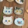 Japan Keramik Cartoon Katze Saucenschale Kreative niedliche Katzen Gesichtsform Gewürzschale Kleine Teller Haushaltsküchenbedarf Geschirr