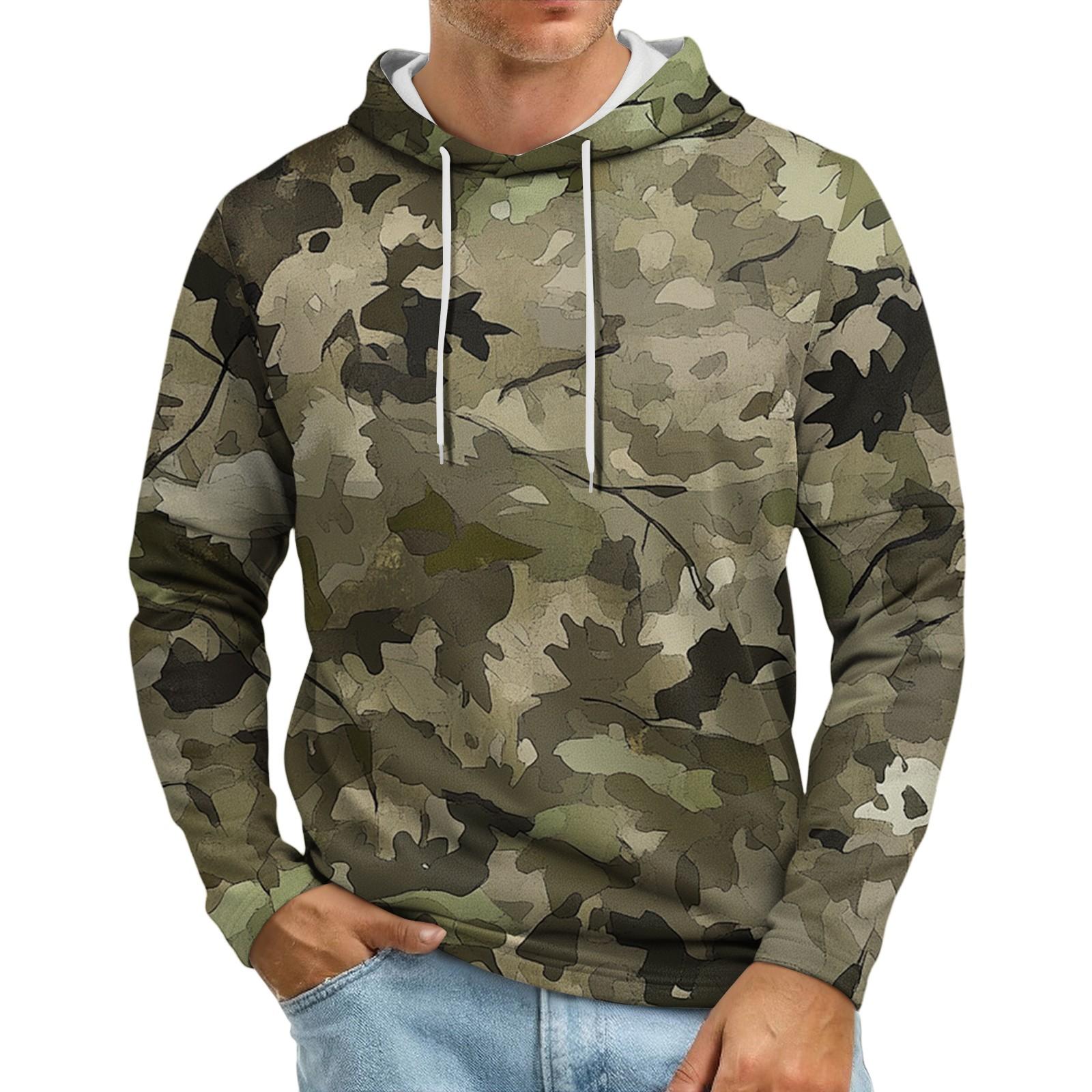 

Men s Loose-fitting Casual Camouflage Print Hooded Sweatshirt XL світло-зелений колір