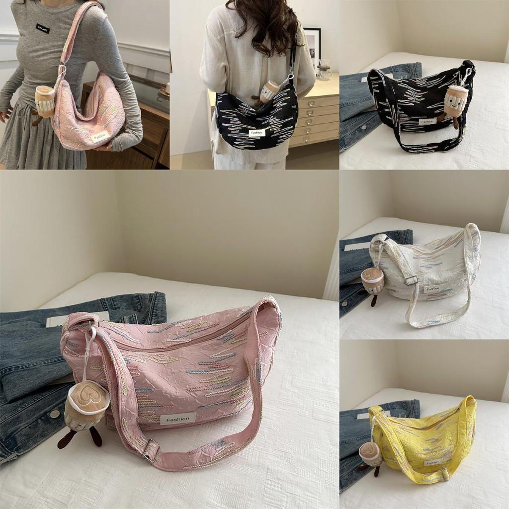 Large Capacity Summer 2024 Trendy Canvas Tote Bag Fashionable Street Style Shoulder Bag