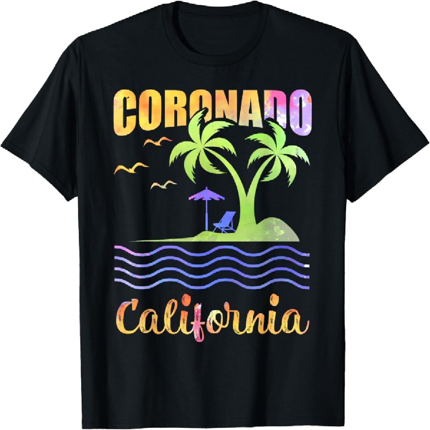 Летние Каникулы Ретро Закат Калифорния Пляж Коронадо Футболка для Мужчин Женщин Детей S