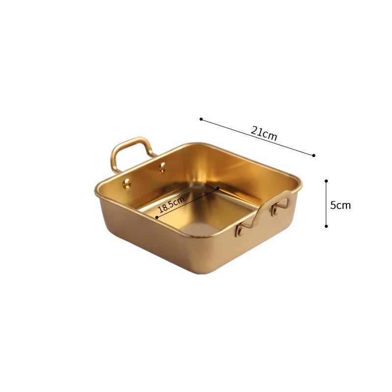 Quadratische Serviertabletts aus Edelstahl zur Lebensmittelaufbewahrung mit Griff, Tiramisu-Snack-Pfanne, Küchen-Obst- und Gemüseteller, Grill-Flachschale