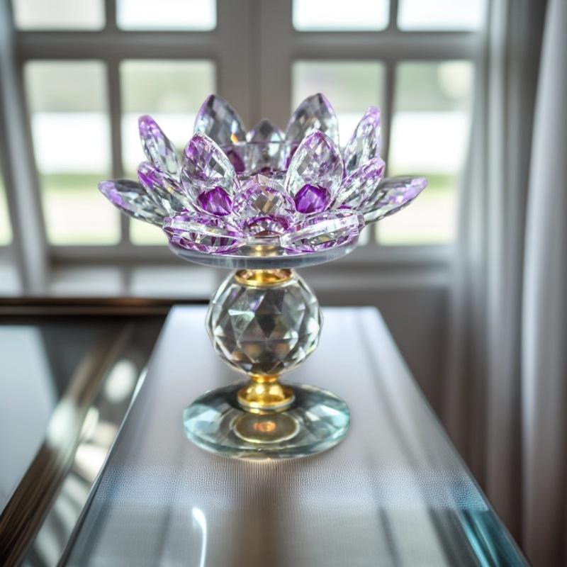 Crystal Lotus Candle Holder for Home Decor and Gifts