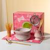 8pcs Authentic Japanese Tea Ceremony Set - Pink Ceramic Matcha Bowl with Whisk Stand