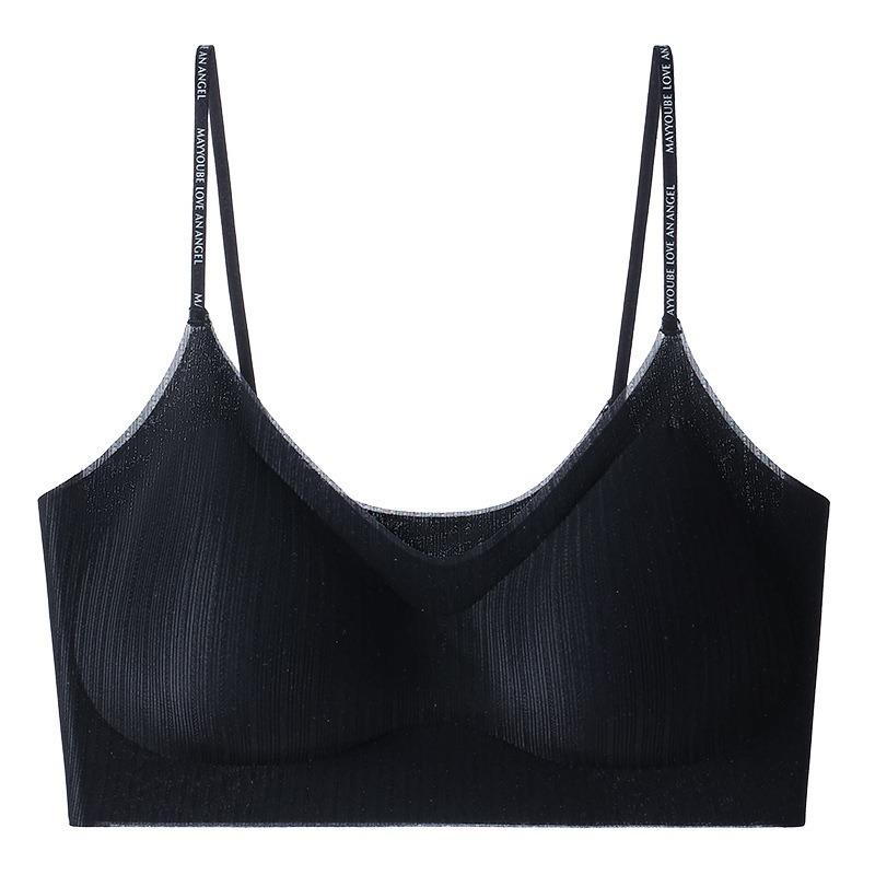 Ultra-thin ice silk seamless underwear women's non-empty cup sexy letters with beautiful back jelly no steel ring bra comfortable small chest