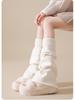 Solid Color Women's Ruffle Leg Warmers - Knitted, Versatile, Flared, Hot Girl Style Long Socks for Spring and Autumn.