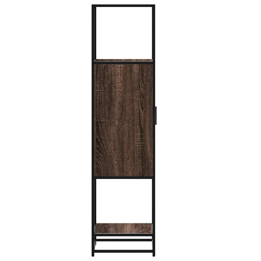 Highboard in Brown Oak Look 14 x 13.8 x 54.7 in (35.5 x 35 x 139 cm) Particleboard and Metal
