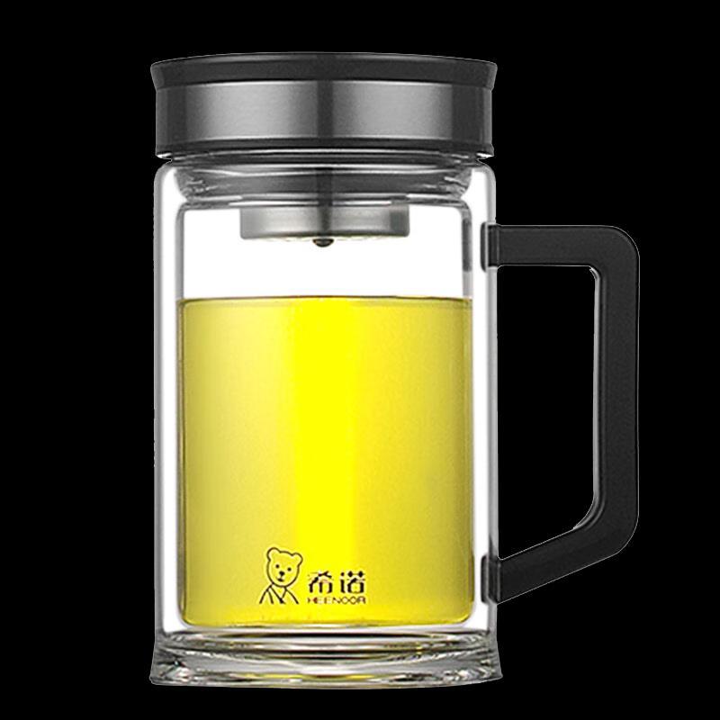 Xinuo XN-7006 Double-Layer Glass Tea Cup with Handle, 420mL