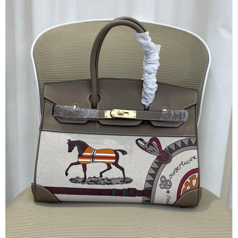 Cartoon Graffiti Leather Tote Bag Canvas Cowhide Contrast Handbag Women