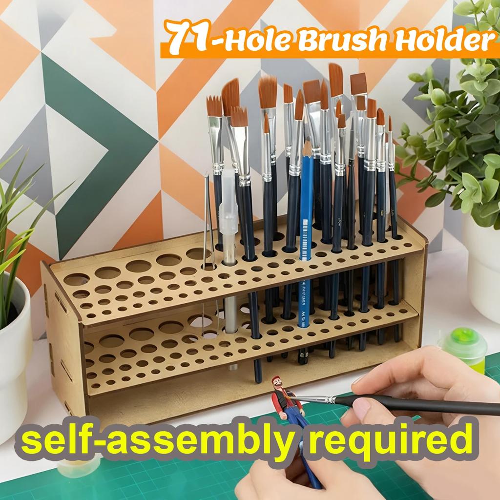 67/71 Hål Trä Penna&Penselhållare Organizer Artister Studenter Smink Skrivbordsförvaring Målningsmaterial Organisation Pappersvaror