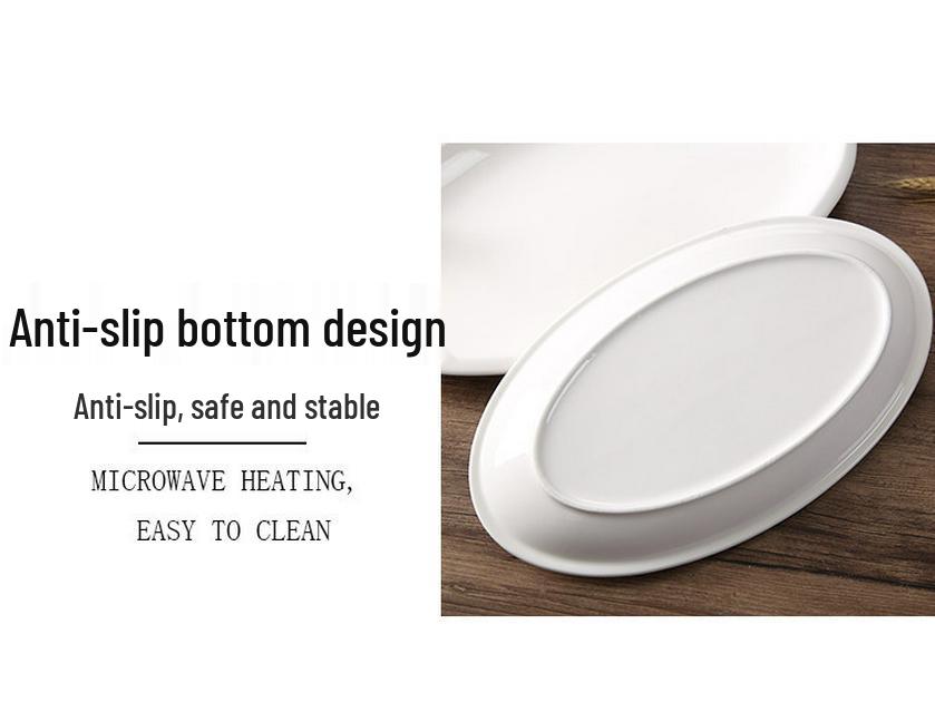 Extra Large Oval Thickened White Ceramic Fish Plate for Commercial Restaurant or Hotel Use