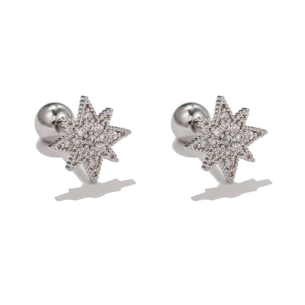 New Design Stainless Steel Cubic Zirconia Chain Stud Earrings For Women Star Moon Cartilage Earring Piercing Jewelry