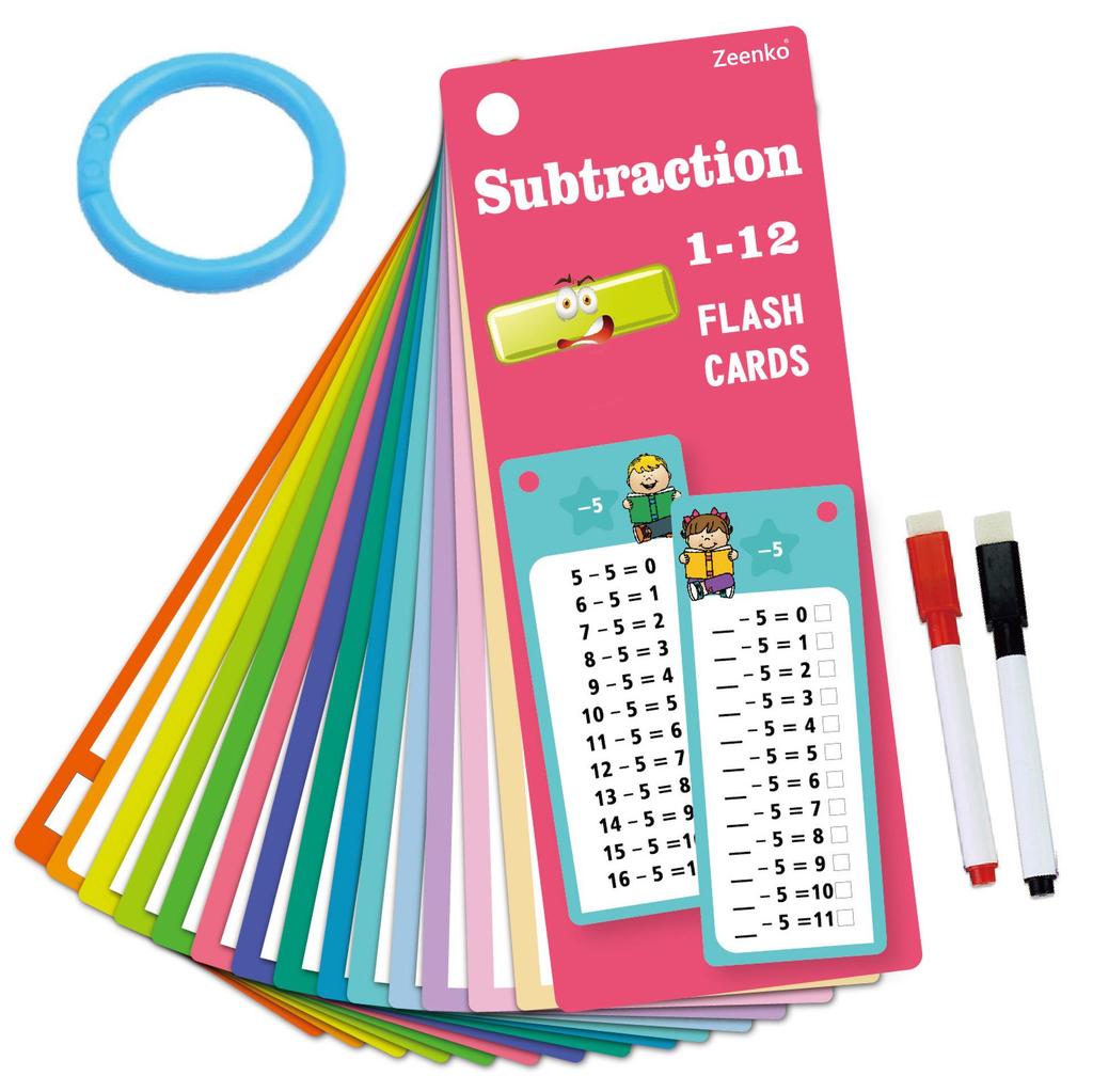 15 Reusable Erasable Math Addition Flashcards for Children's Learning