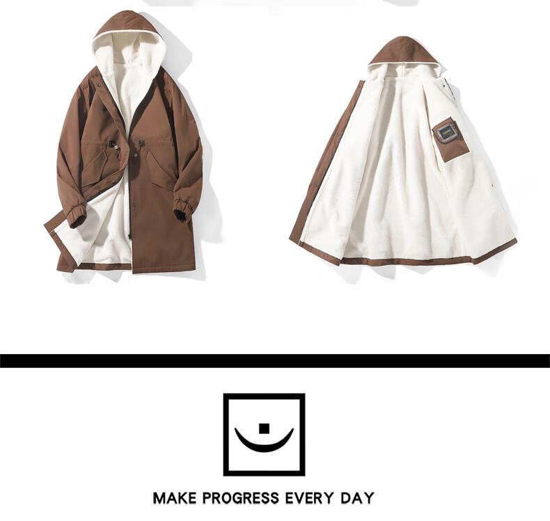 ROMON Men's Hooded Mid-Length Trench Coat
