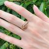 Black Natural Zircon Ring For Women Fashion Geometry  Rose Gold Color Vintage Crystal Ring Gift Daily Fine Jewelry