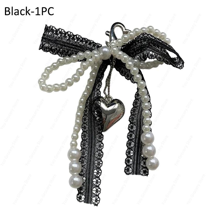 2025 New Korean Fashion Sweet Pearl Bow Keychain Phone Pendant Keyring Y2K Ins Aesthetic Holder for Girl Bag Pendant Accessories