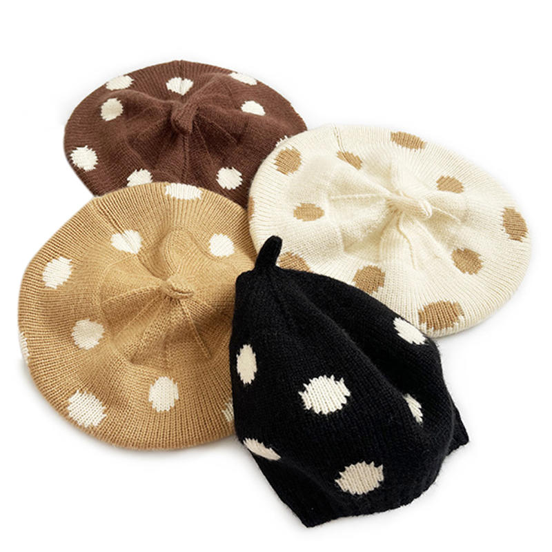 Korean Version Polka Dot Cute Baby Beret Autumn And Winter Children'S Fashionable Warm Hat