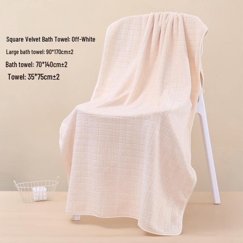 Coral Fleece Quick-Dry Large Bath Towel: Absorbent, Thickened Pineapple Grid Design for Beach, Swimming, or Beauty Salon.