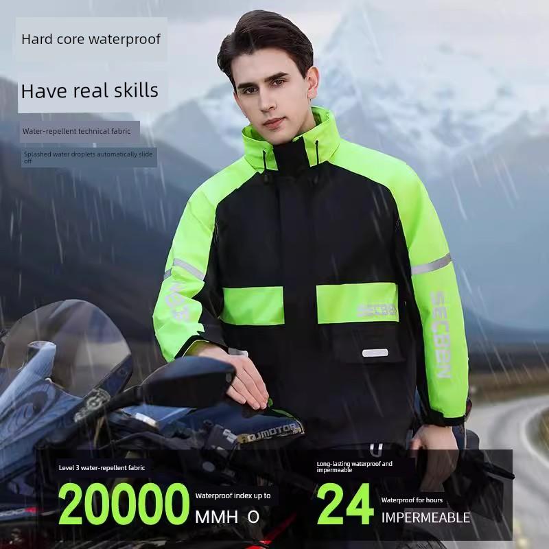Raincoat and Rain Pants Set for Men and Women, Full-Body Waterproof and Breathable, Separate Pieces for Motorcycle Riding and Outdoor Delivery