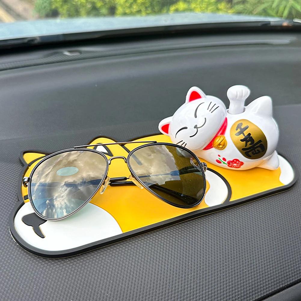 Car Anti-Skid Mat Cute Cartoon Dashboard Non-Slip Pad PVC Mat Heat-Resistant Washable Dashboard Pad For Phone Key Card Holder