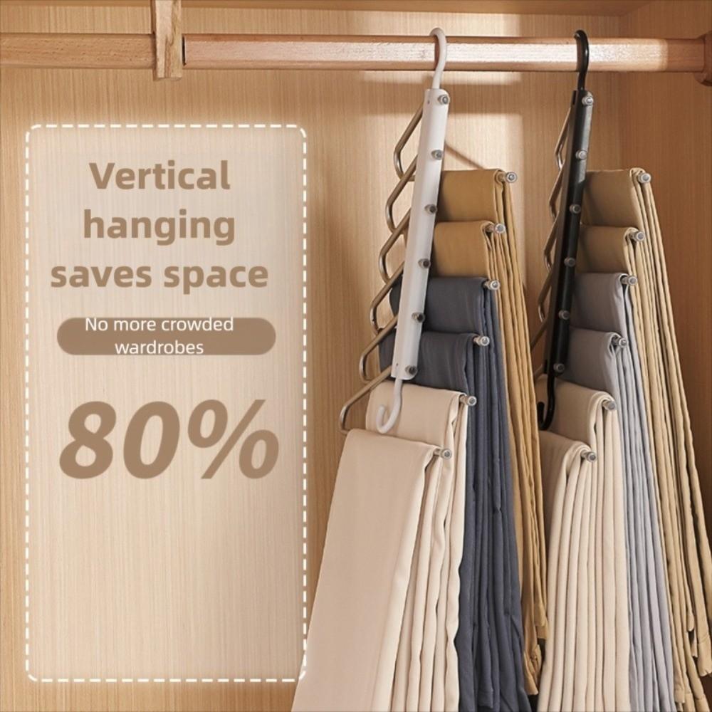 Hanging Hole Foldable Pants Hangers Stainless Steel Multifunctional Trouser Rack  Jeans