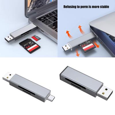 2 In 1 USB Type C To USB Type C SD TF Memory Card Reader Adapter for Laptop Data Transfer