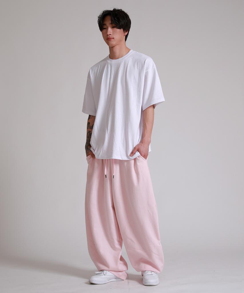 LIKE THE MOST Curved Suede Wide Training Pants_Pink