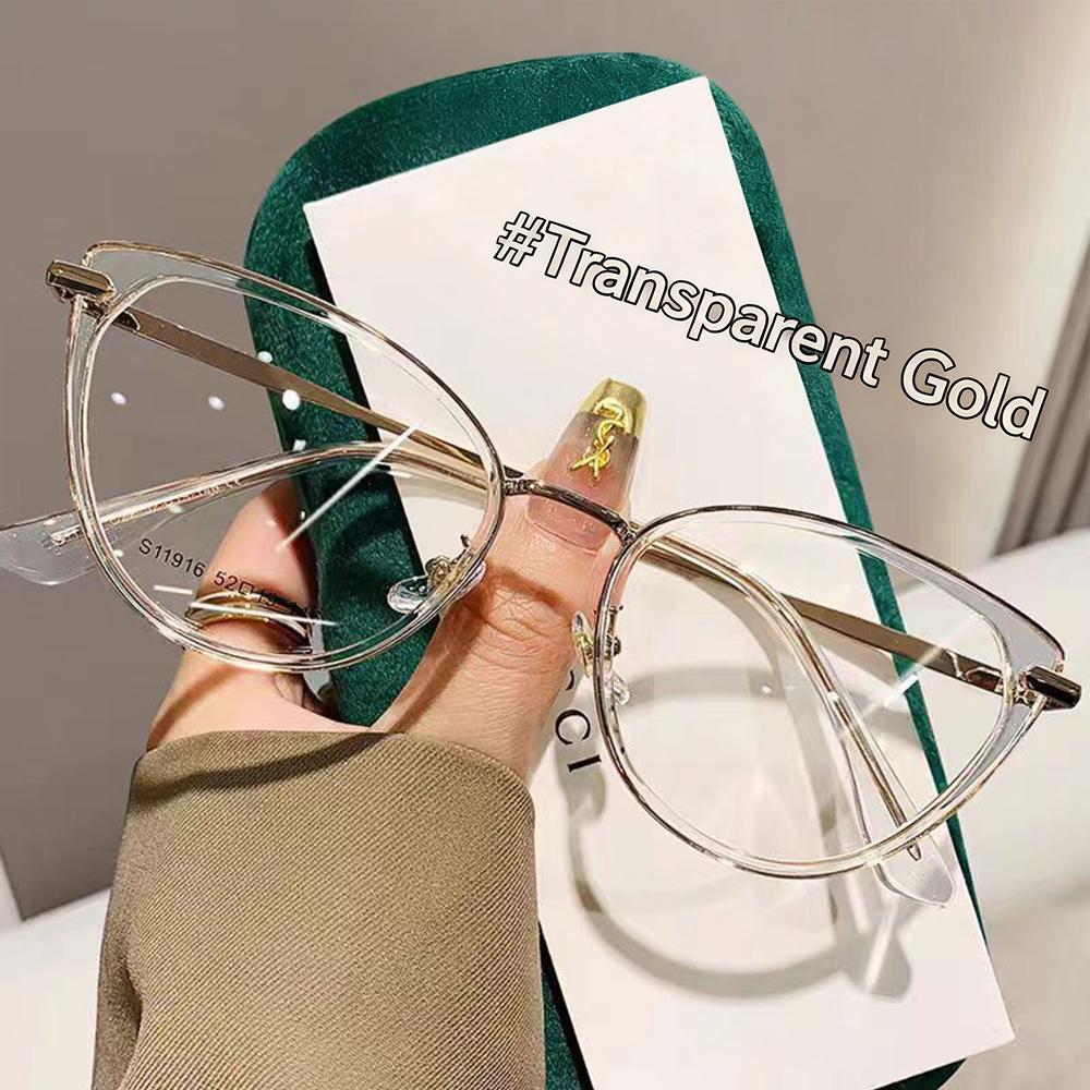 Cat Eye Presbyopia Glasses HD Anti Blue Light Reading Glasses for Women and Men Metal Frame Eyeglasses Unisex
