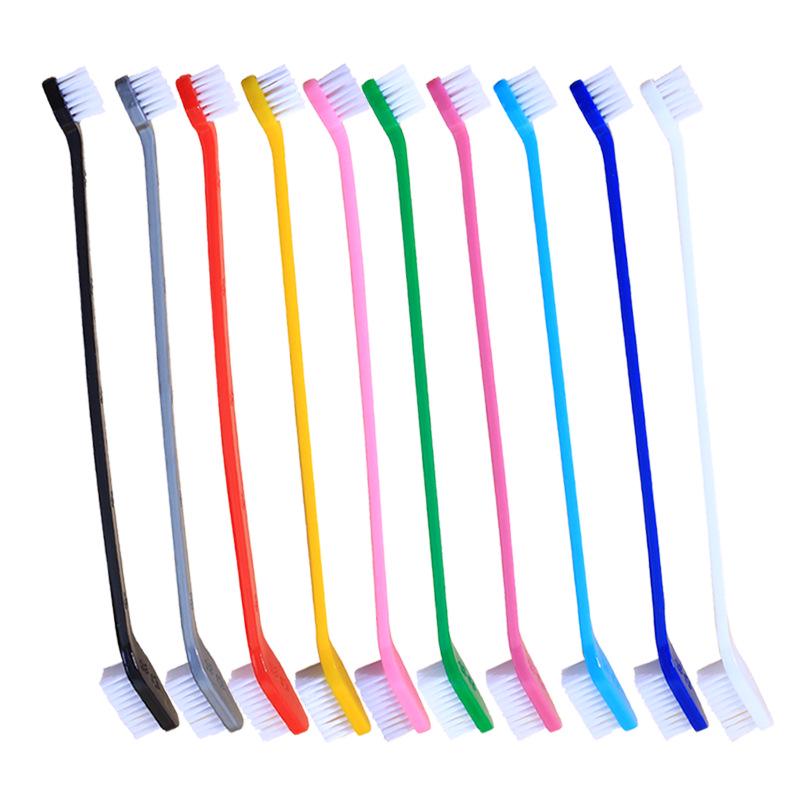 Double-Head Pet Toothbrush for Dogs and Cats - Long Handle for Oral Cleaning