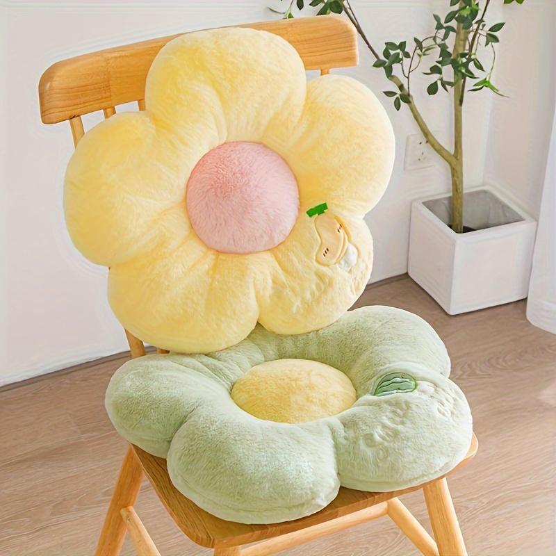 Soft Round Plush Seat Cushion - Fruit & Flower-Themed, Machine Washable, Polyester - Comfortable Full-Body Support for Long Sitting