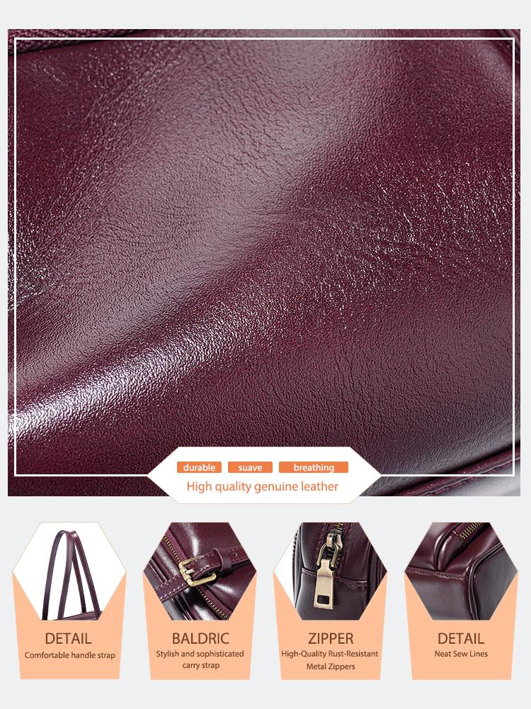 Women French Style Underarm Bag Genuine Leather Shoulder Bag