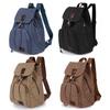 Backpack Canvas Retro Solid Color Laptop Compartment Schoolbag Outdoor Gift