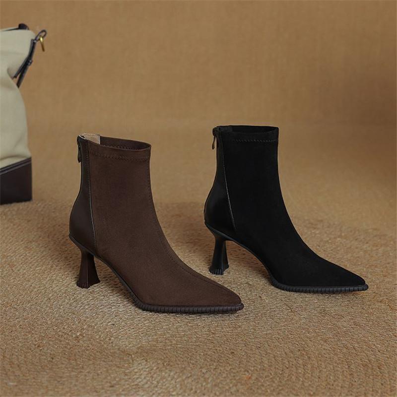 Fashion New Autumn Winter Women Boot Shoes for Women Pointed Toe Short Boots Fashion Boots Handmade High Heels Elastic Slimming Boots