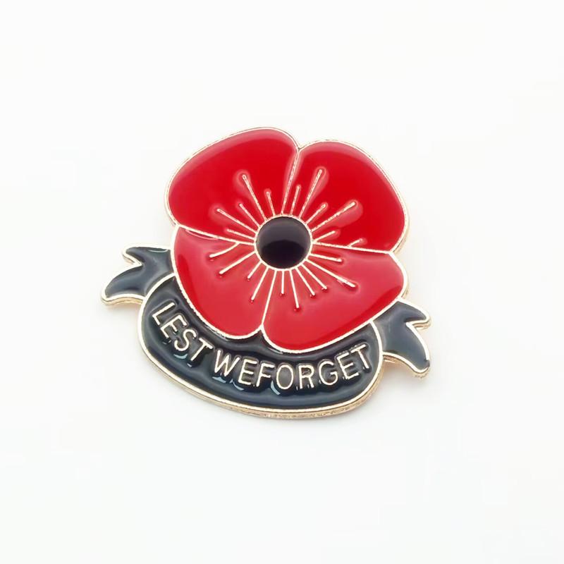 Women's brooches red black flower brooch for clothing fashion accessories lest we forget