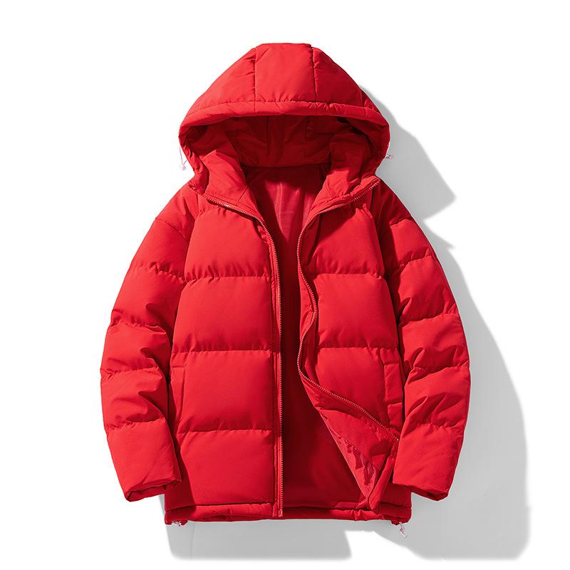 New Cotton-padded Men's Hooded Bread Coat Cotton-padded Couple Hooded Casual Cotton-padded Youth Tide Brand Solid Color Cotton-padded Coat