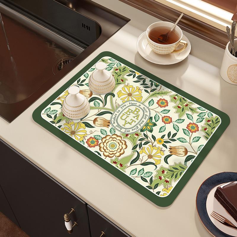 50*80CM Schlamm Absorbierend Schnell Trocknend Hitzebeständig Rutschfest Geschirrabtropfmatte Tischset Kaffeematte