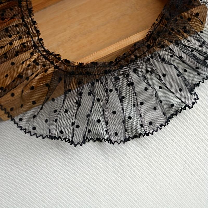 

1 ярд Элегантная белая сетчатая кружевная лента в горошек, ширина 6 см - Идеально подходит для платьев, юбок, штор и поделок своими руками. Аксессуар для одежды своими руками чёрный