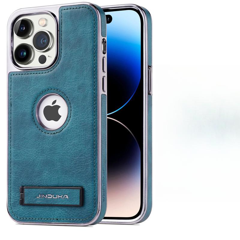 Suitable for Apple 16promax Phone Case Stand, Electroplated 12, IPhone15/14 Full Cover, Anti-drop 13 Leather Case