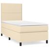 3141678 vidaXL Divan Bed with Mattress Cream 100x200 Cm Fabric