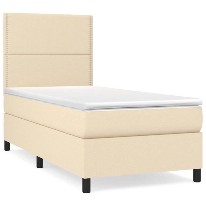 3141678 vidaXL Divan Bed with Mattress Cream 100x200 Cm Fabric
