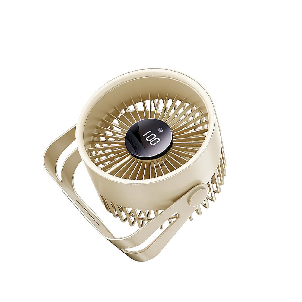 

Portable Desktop Fan With Display And 5 Speeds Quiet 2400mAh Battery Operated Tabletop Or Wall Mounted Cooling For Home белый
