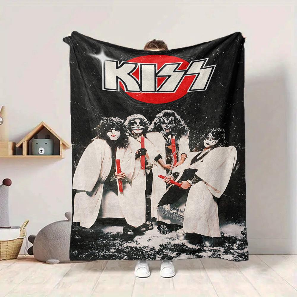 1pc KISS Band Flannel Blanket, Soft Skin Friendly with Digital Printing, Various Sizes Available for Family, Friends, Birthday