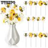 14pcs Bee Double-Sided Wooden Picks - Cute Honeybee Wooden Decorative Pick for Home Vase Filler Colorful Wood Bee Nectar Decorative Pick