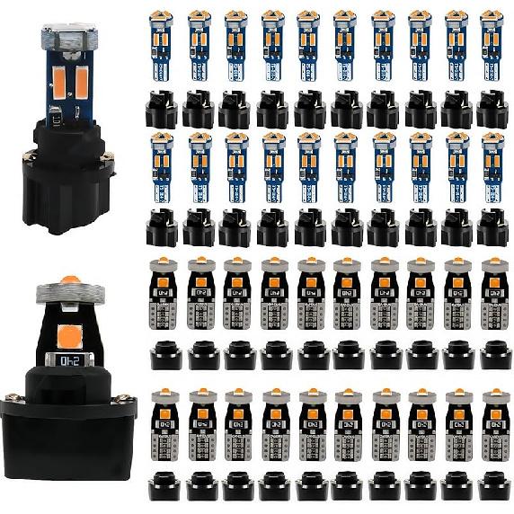 WLJH 40 Pack 194 168 T10 T5 LED Bulbs With Sockets, Non Polarity, Dimmable, For Dash Cluster Dome Map Door Trunk Parking License Plate Lights,300 LM