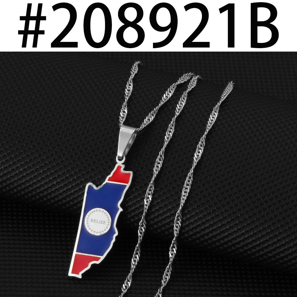 Anniyoc Belize Map Flag Pendant Necklaces Women Girls Charm Belize s Maps Jewelry #208921 45cm OR 17.7 Inches